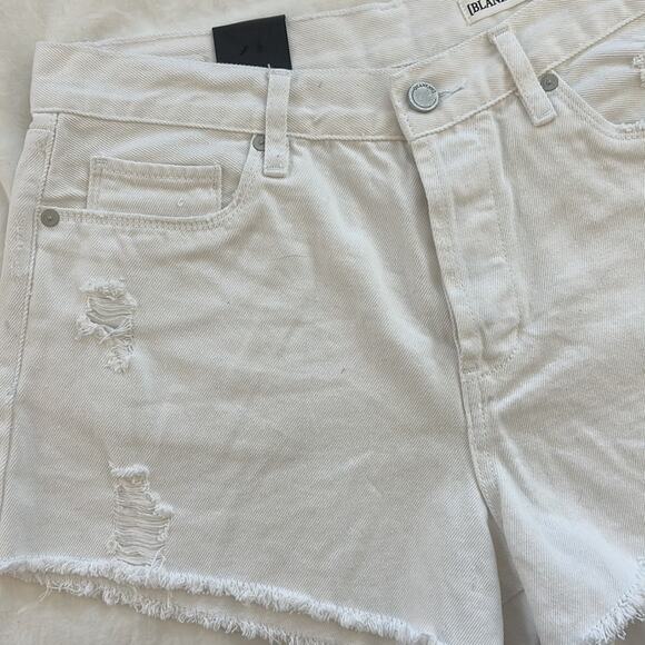 Blank NYC High Rise Distressed Button Fly Denim Shorts Fray Hem White Size 30 - Picture 8 of 12